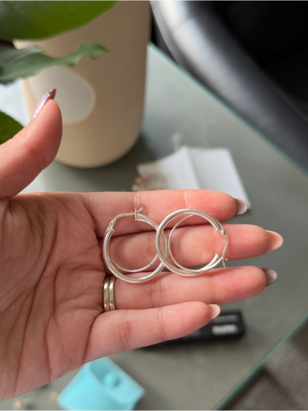 Sterling silver 925 hoops earrings